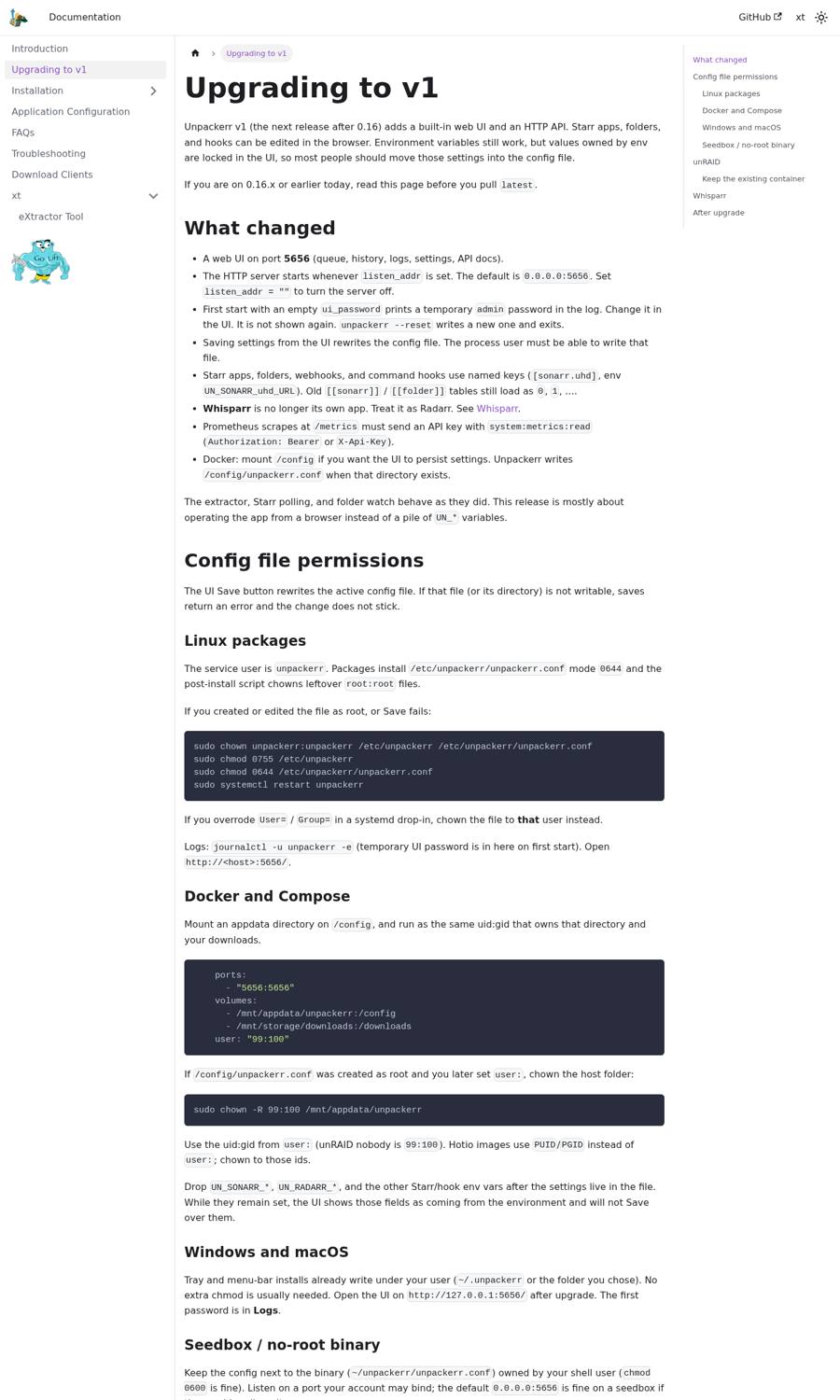 New Upgrading to v1 page, rendered from the head build
