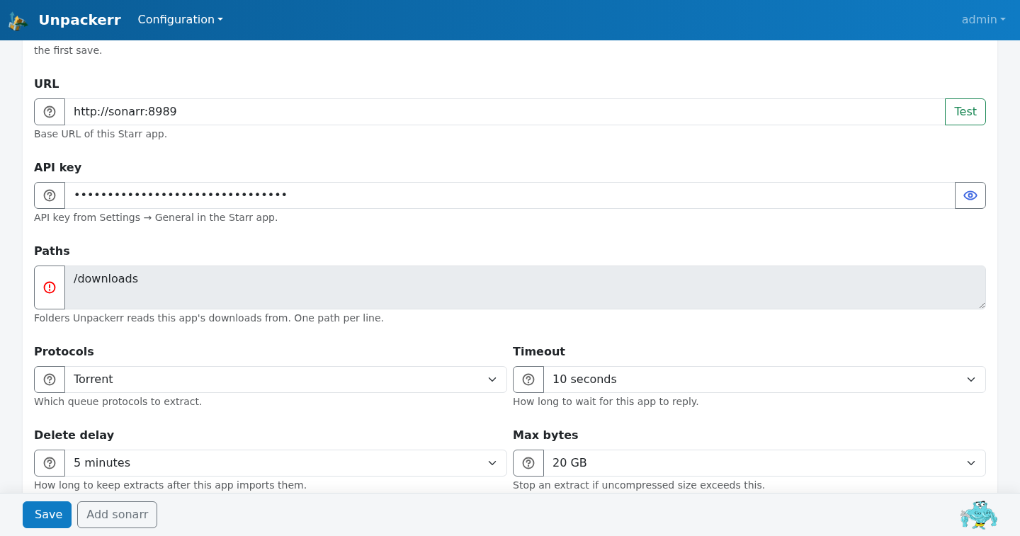 Sonarr form at head 9cde866c
